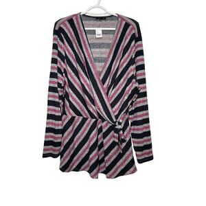 Lane Bryant striped faux wrap‎ babydoll top womens 22/24 feminine ethereal y2k